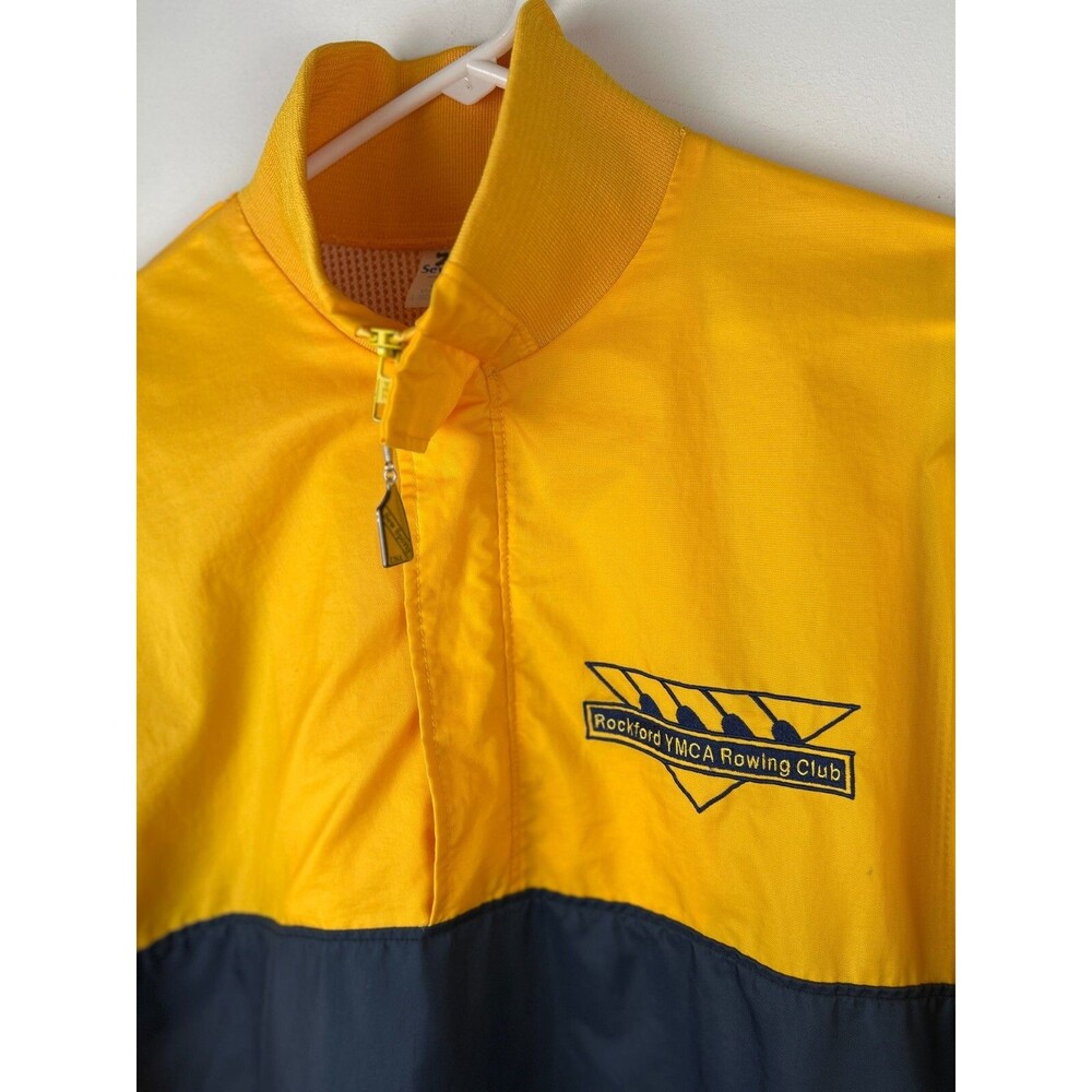 Sew Sporty Rockford Crew Rowing Jacket Vintage Blue Gold Size XL USA Made - Picture 10 of 15